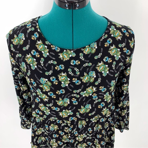 BONGO Floral Patterned 3/4 Sleeve Corset Back Blouse, Medium - Picture 2 of 16